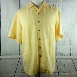 Caribbean Palm Tree Yellow Dress Shirt Size L